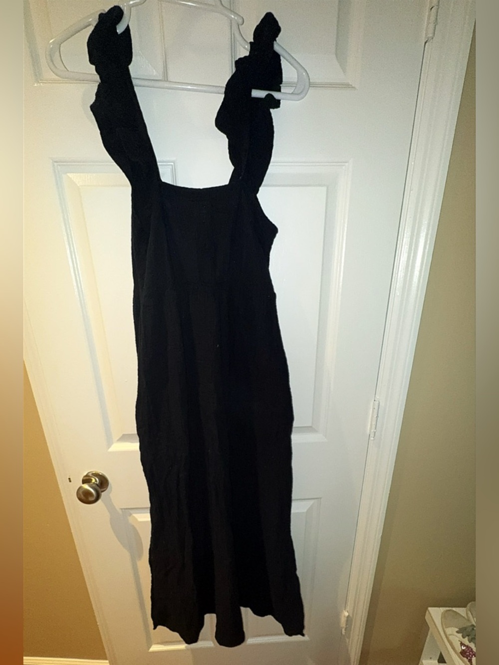 Pristine Magaschoni Black Gauzy Cotton Flutter Maxi Dress Size: Small - Picture 5 of 7